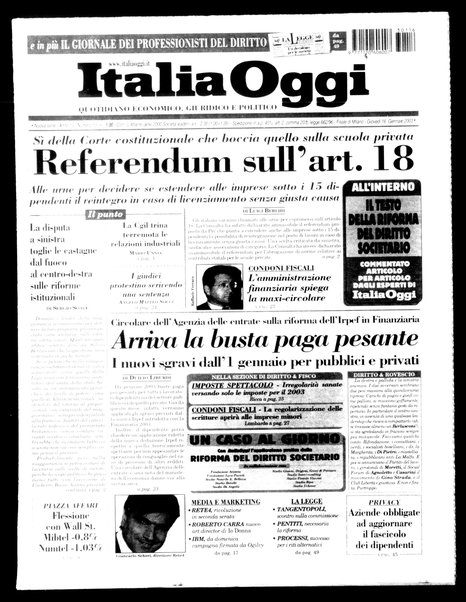 Italia oggi : quotidiano di economia finanza e politica